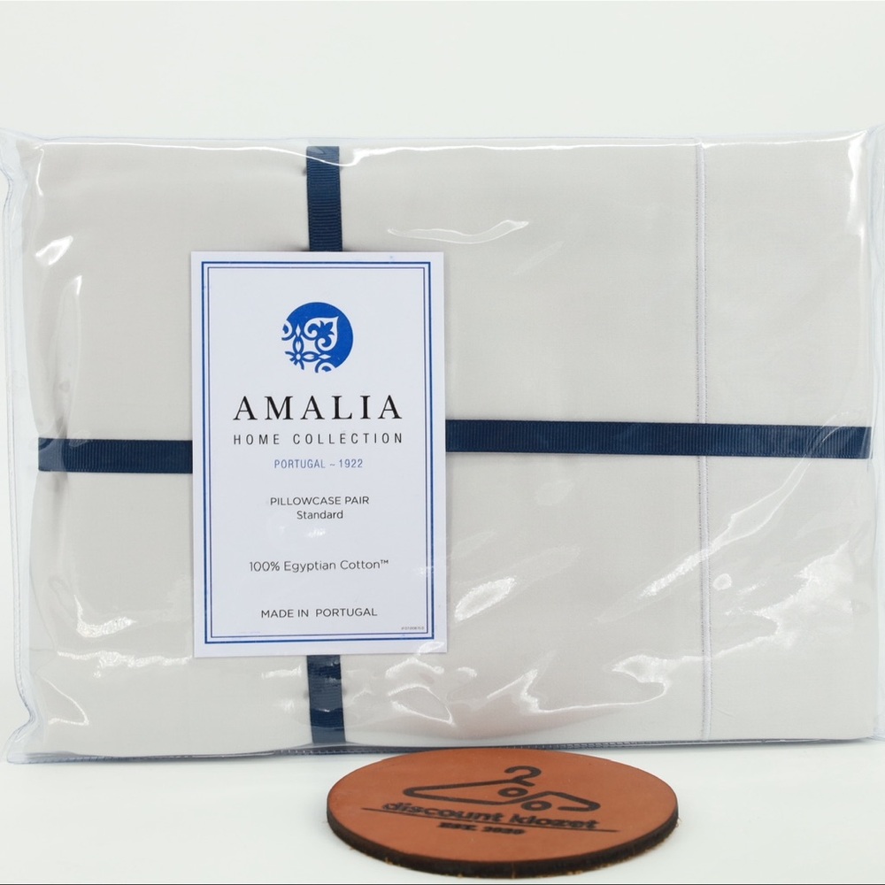 Amalia Pillowcase Pair Standard 100% Egyptian Cotton Suave Pale‎ Grey 21x32”